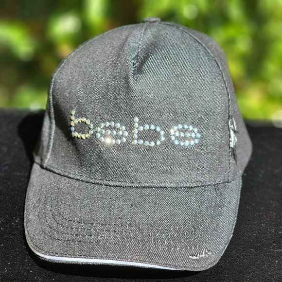 bebe Accessories - ⭐️SALE⭐️BeBe Blk Bedazzled Distressed Baseball Cap Hat Women Adjustable NWT!!